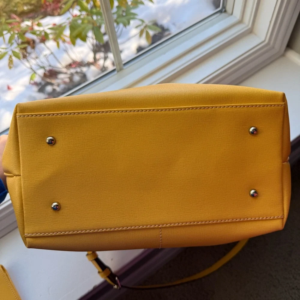 Dooney & Bourke Yellow Double Zip Satchel and Wallet Set in Dandelion with Tags - Picture 8 of 15